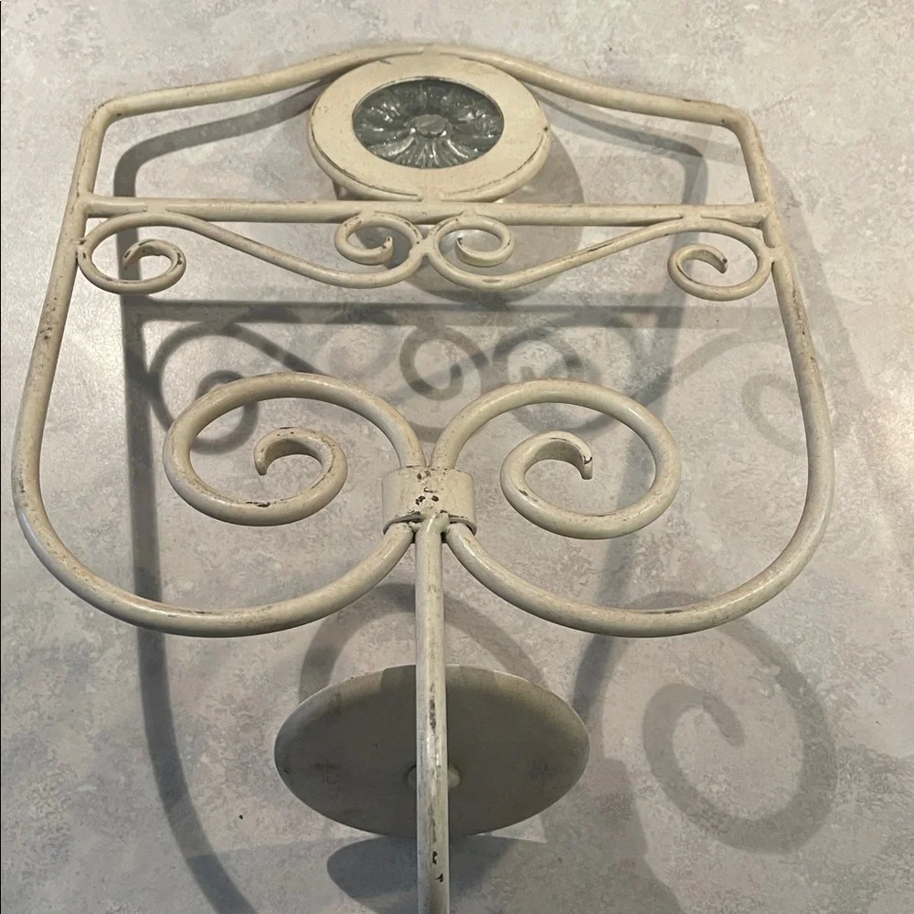 Wrought Iron Wall Sconce with Glass Accent